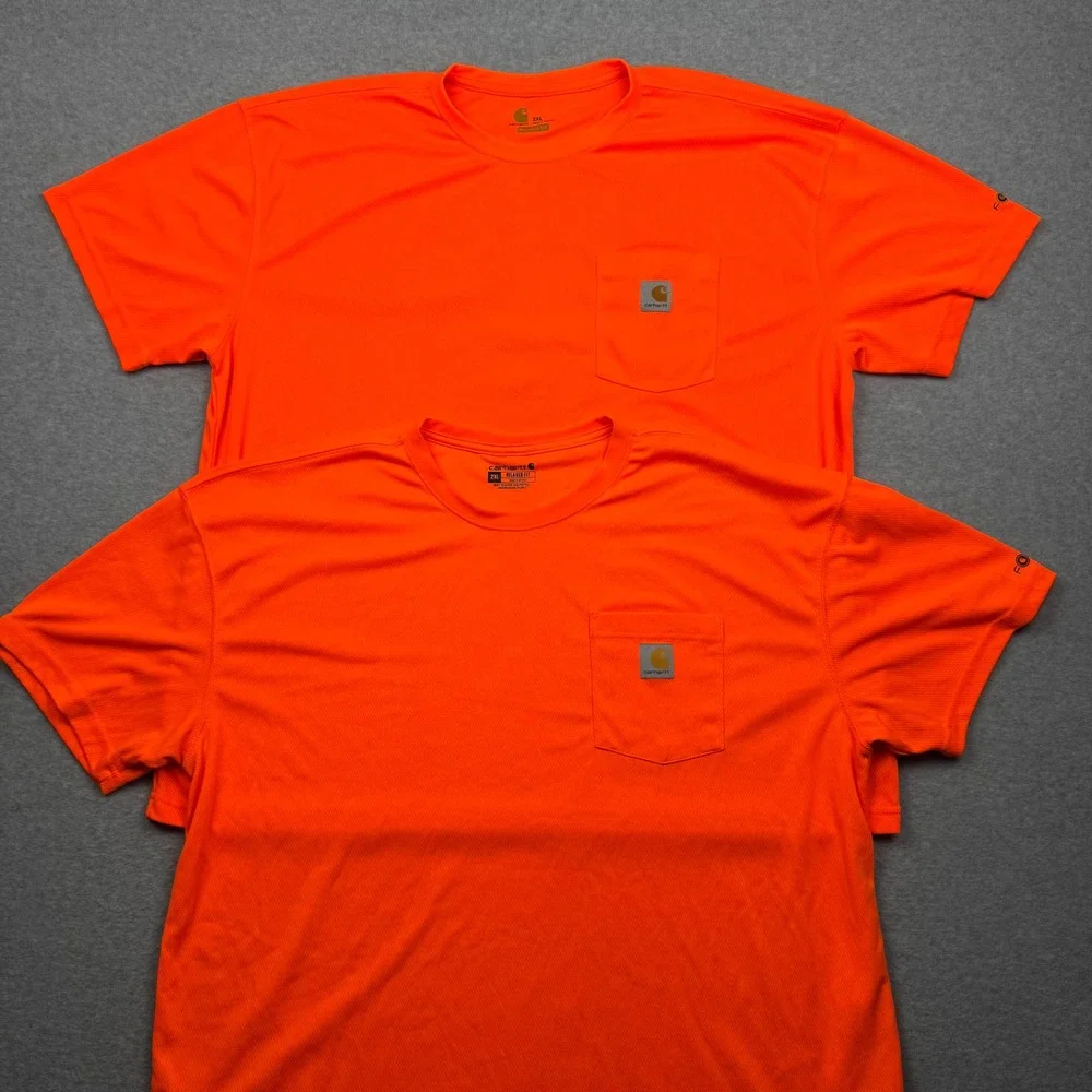 Lot of 2 Carhartt Force Relaxed Fit Pocket T-Shirts Mens 2XL Orange 100493 824